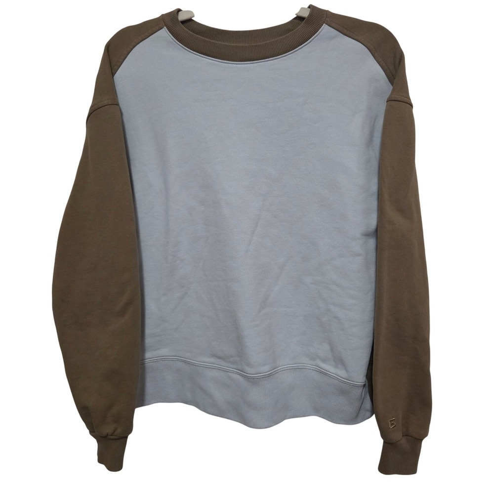 Everlane Organic Cotton Colorblock Sweatshirt‎ XXS Brown Light Blue Crewneck